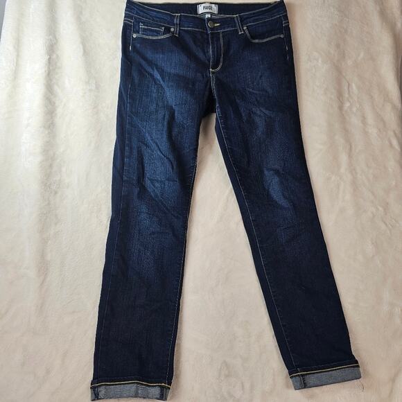 Paige Skyline Skinny 31 Women’s Stretch Denim Dark Blue Wash Designer Western - Picture 1 of 10